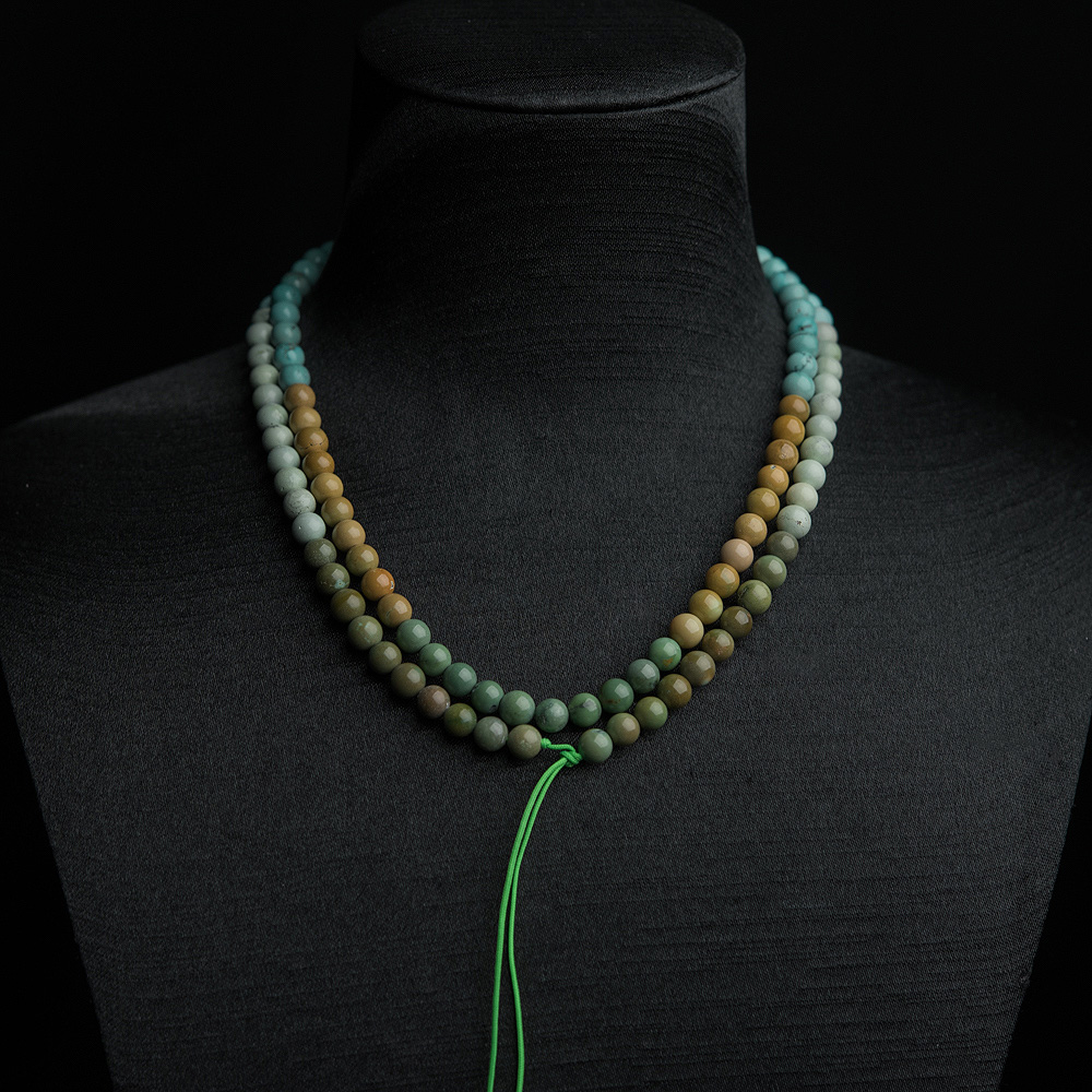 5.5mm中高瓷铁线俏色绿松石长链-红掌柜