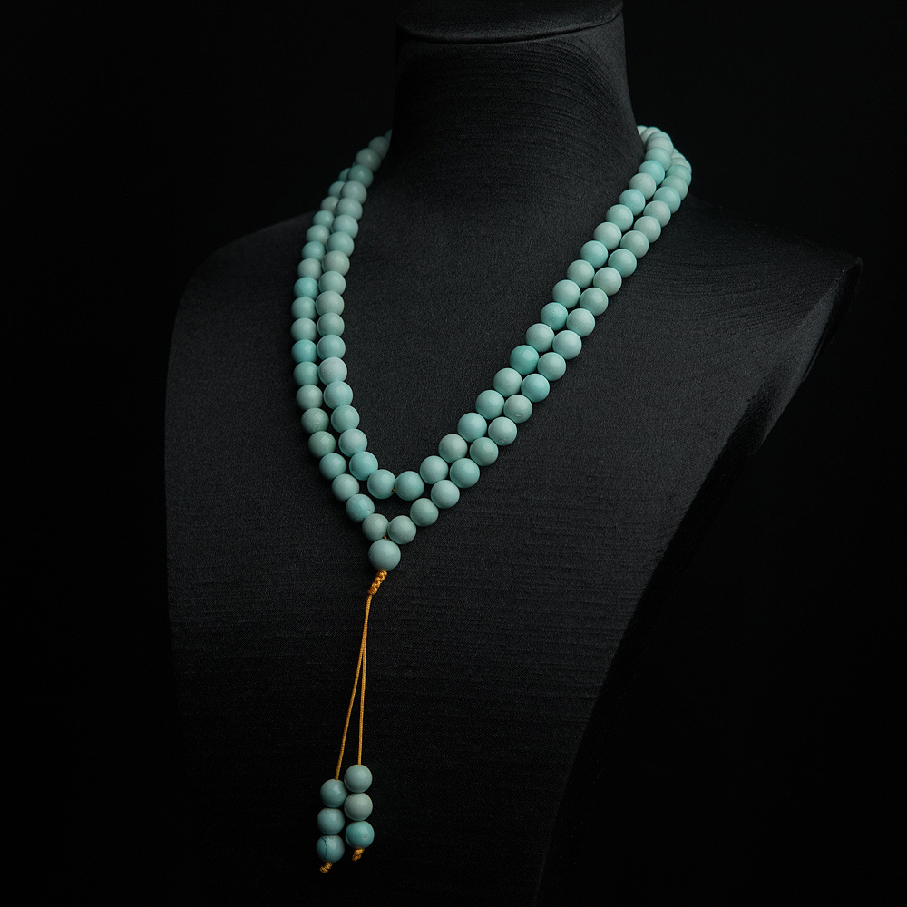 中高瓷铁线浅蓝绿松石108佛珠-红掌柜