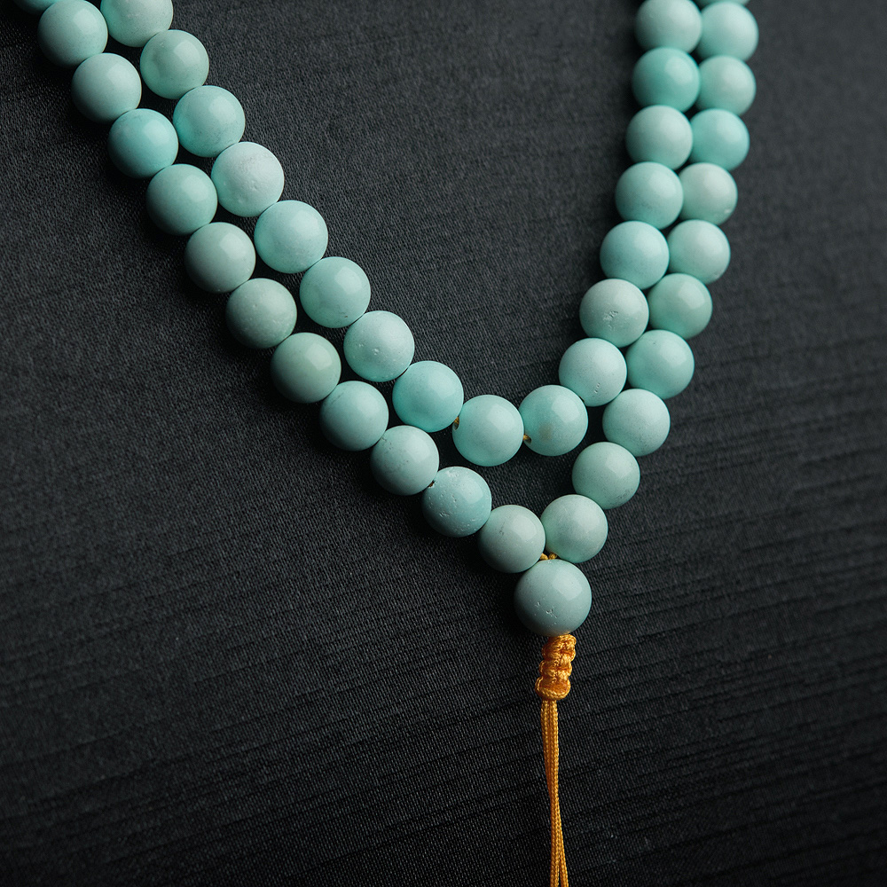 天然绿松石108佛珠-红掌柜