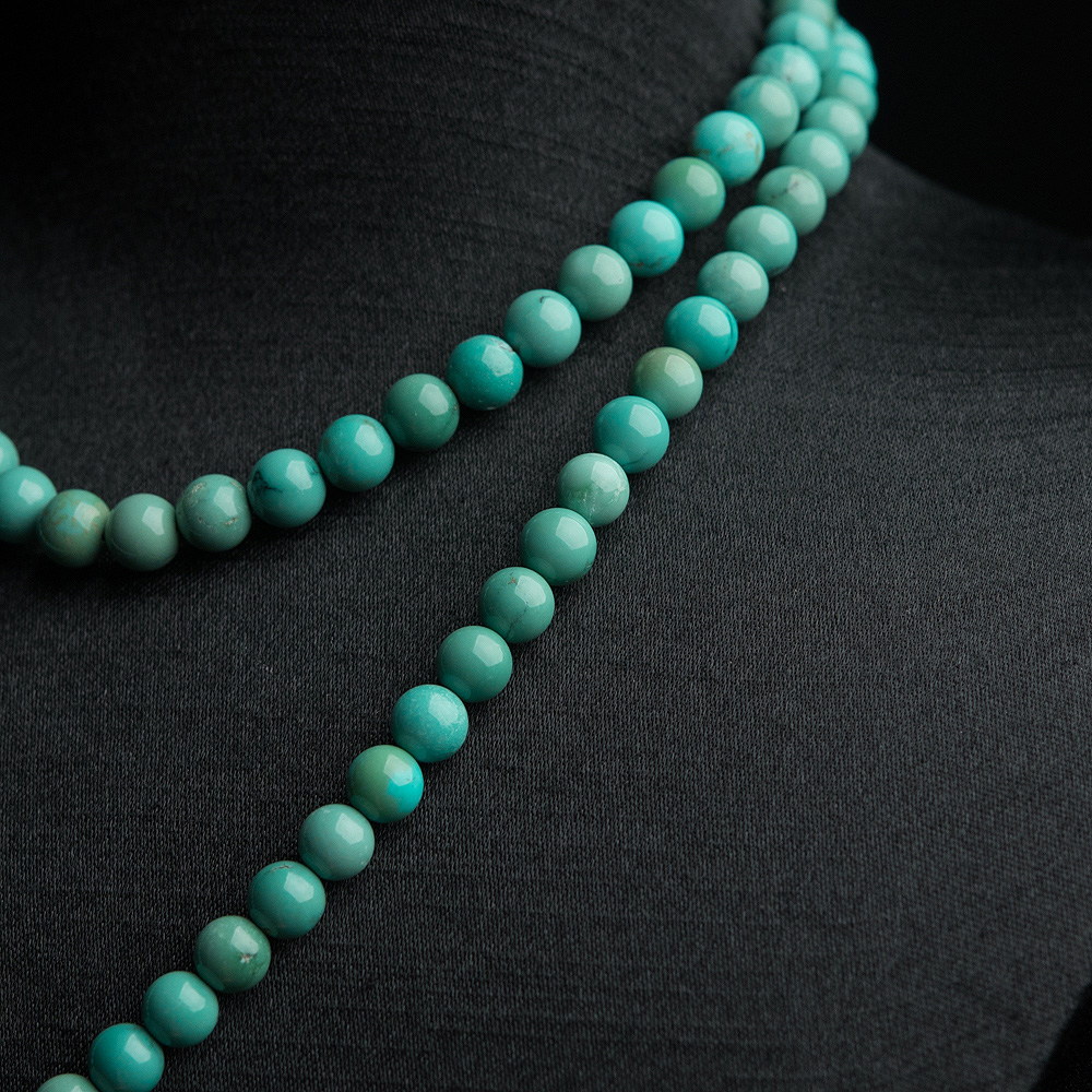 天然绿松石108佛珠-红掌柜