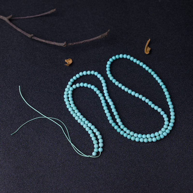 中高瓷铁线浅蓝绿松石珠链-红掌柜
