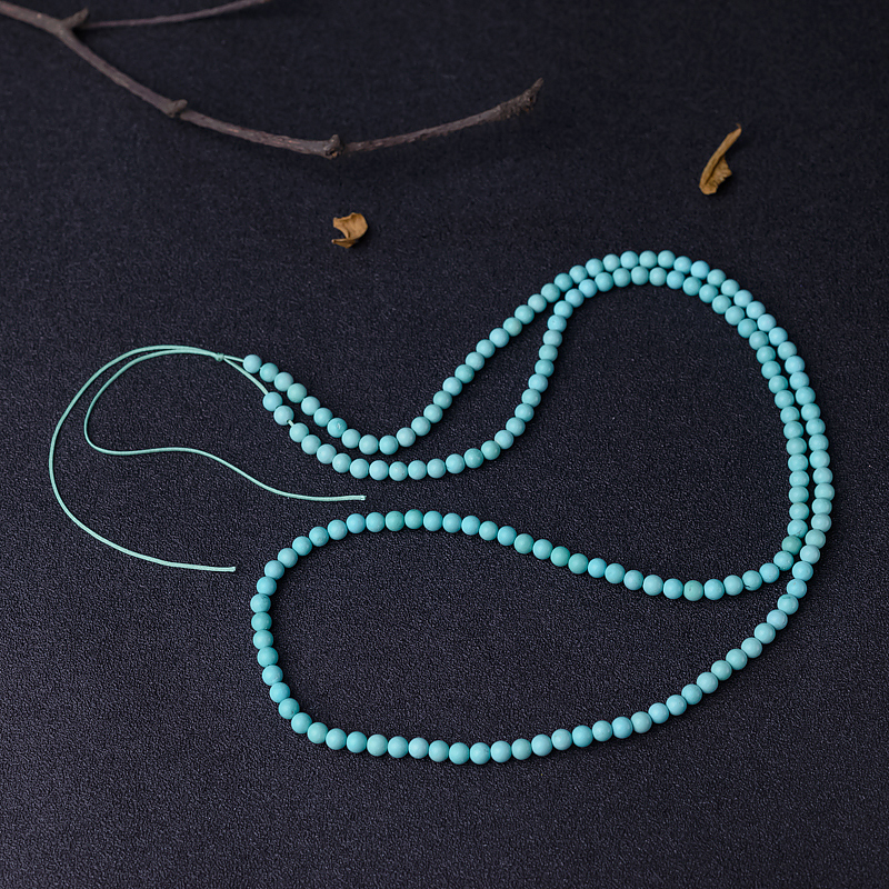 铁线浅蓝绿松石珠链-红掌柜