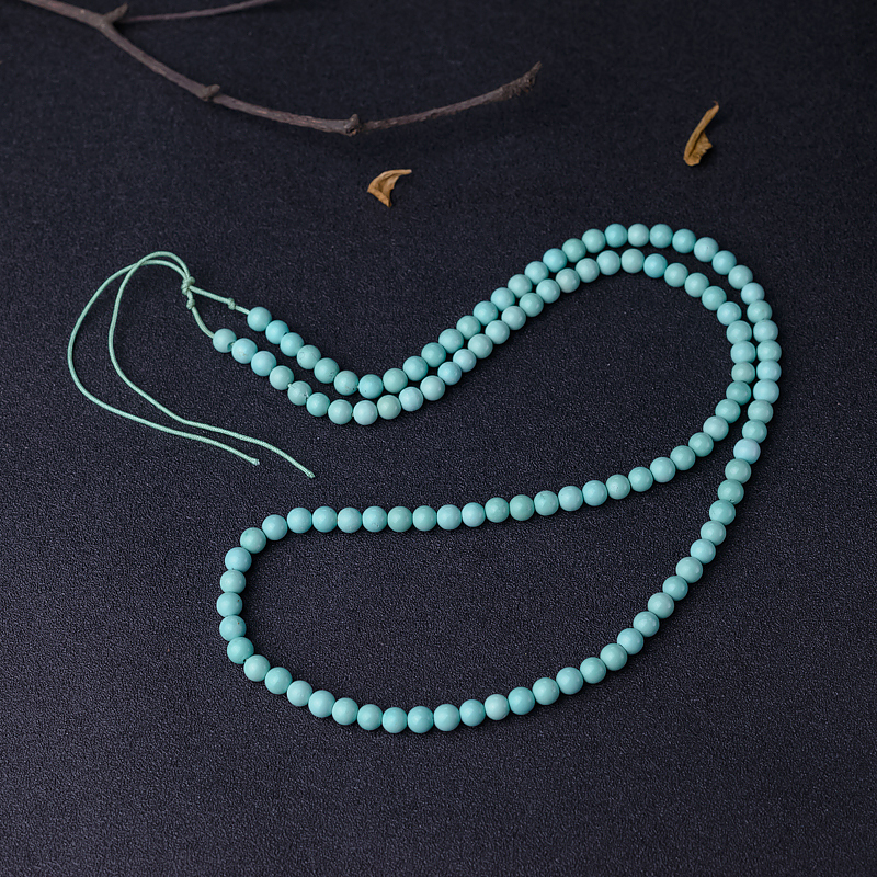 铁线蓝绿绿松石珠链-红掌柜