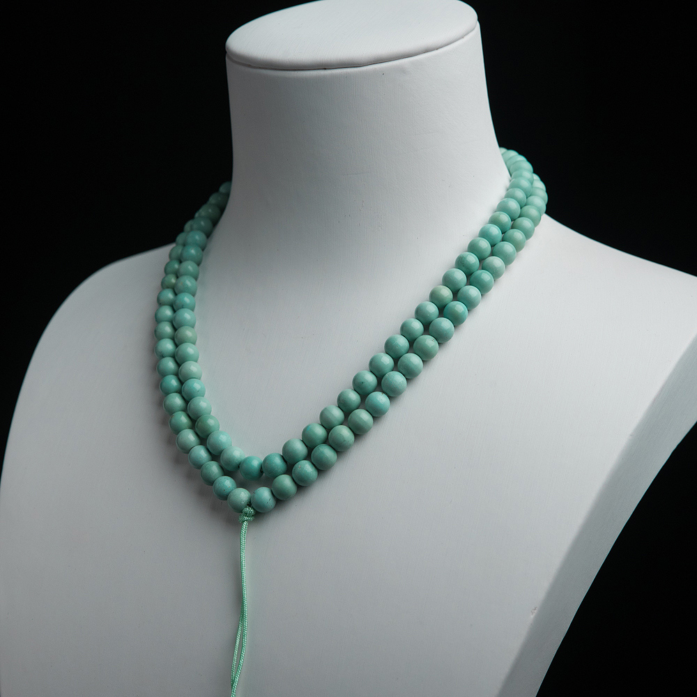 中高瓷铁线蓝绿绿松石珠链-红掌柜