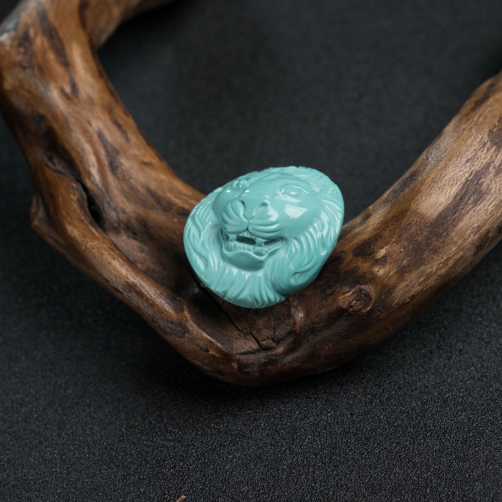 绿松石狮子头吊坠-红掌柜