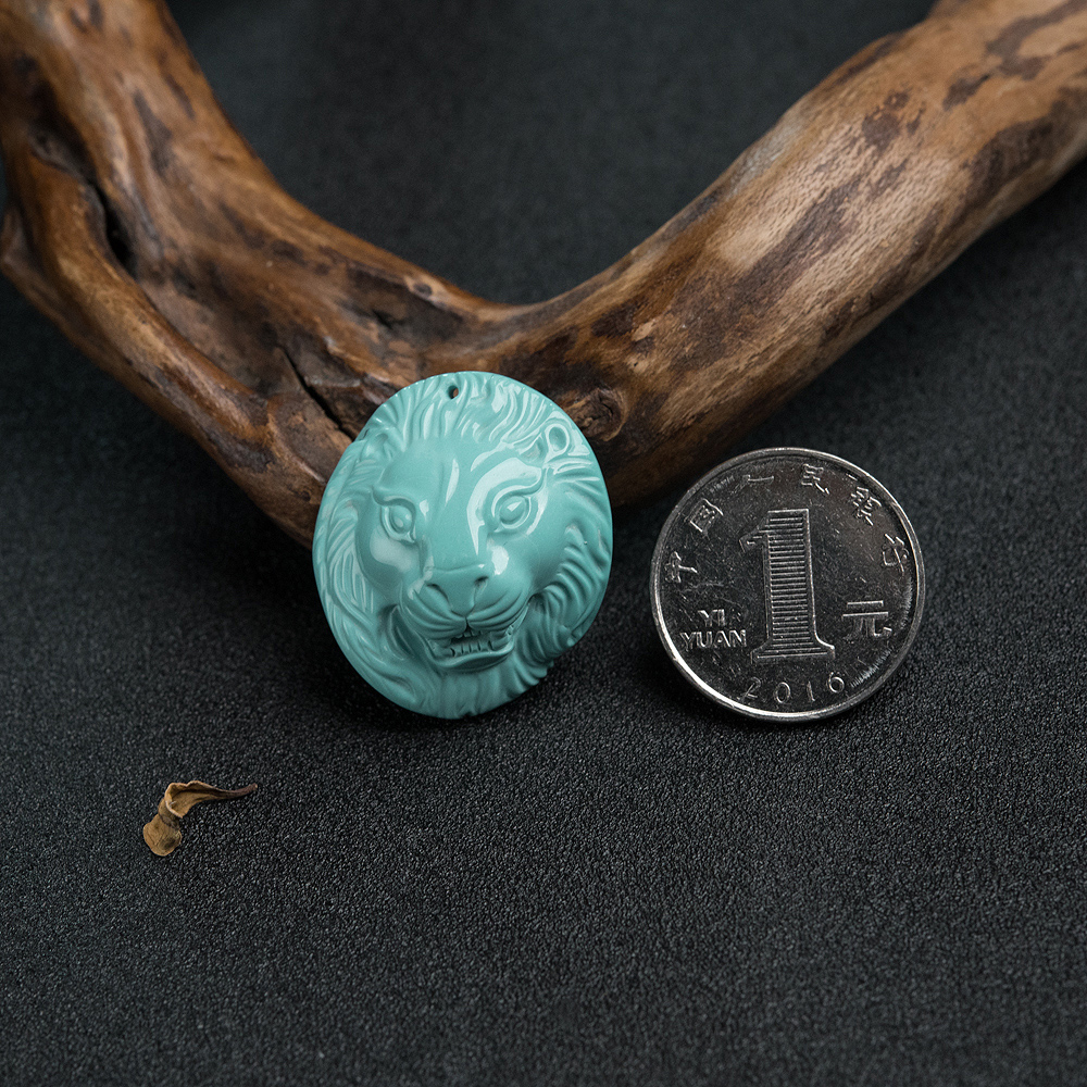 湖北绿松石狮子头吊坠-红掌柜