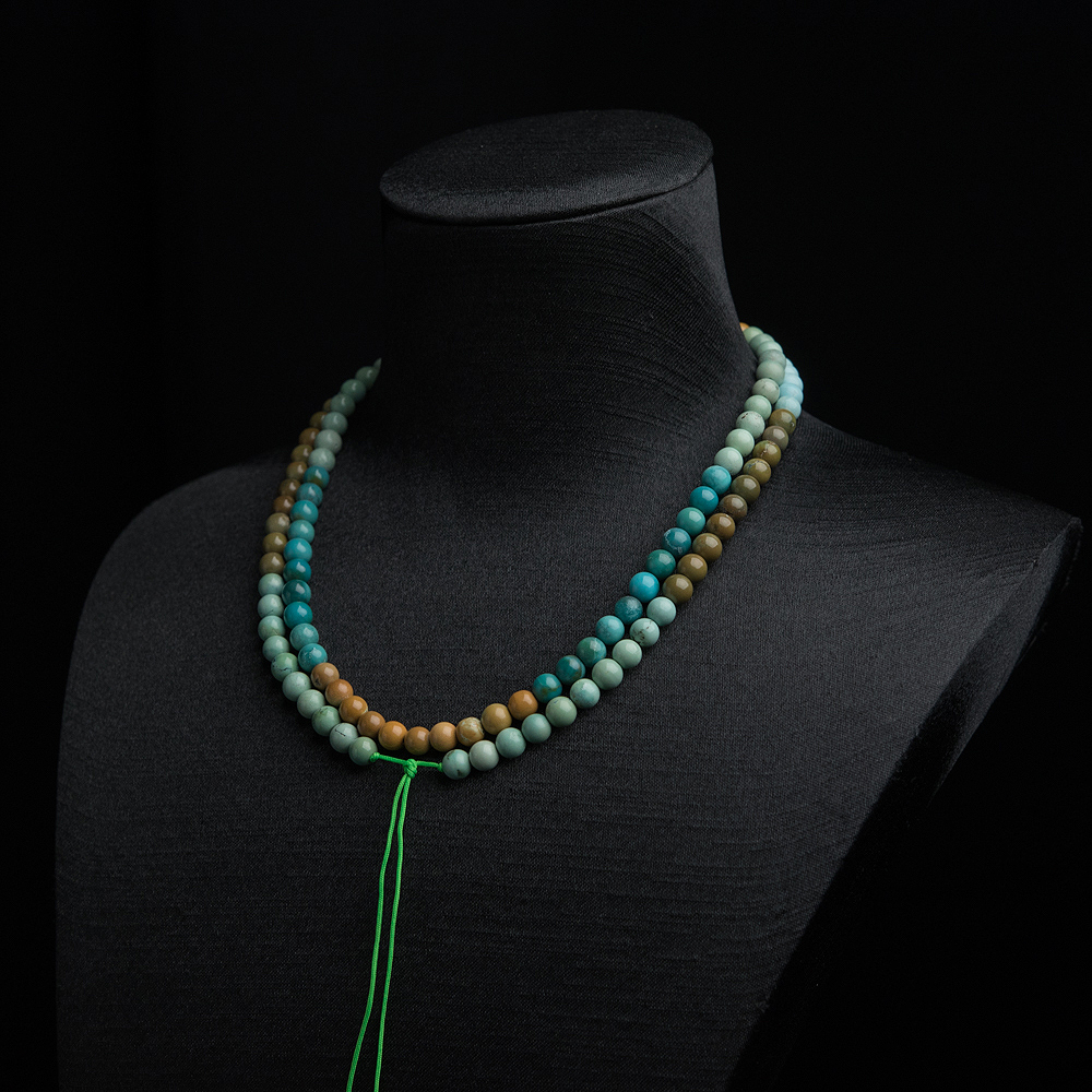 中高瓷铁线俏色绿松石珠链-红掌柜