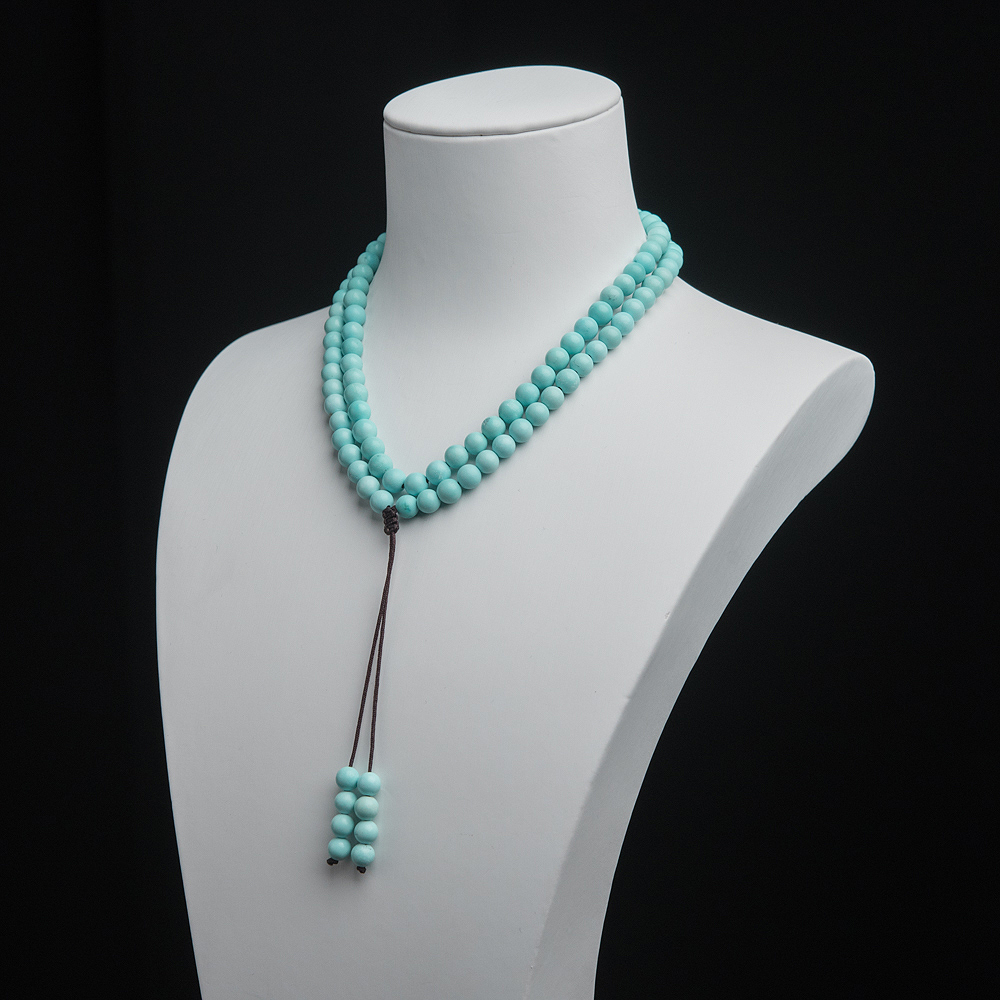 中高瓷铁线浅蓝绿松石珠链-红掌柜