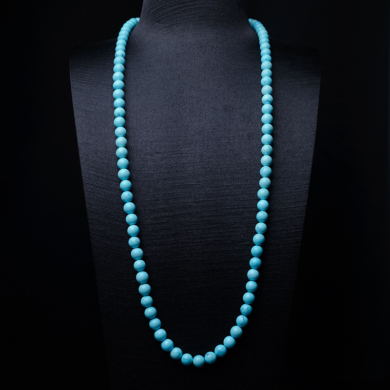 8.5mm中高瓷铁线蓝绿松石108佛珠-红掌柜