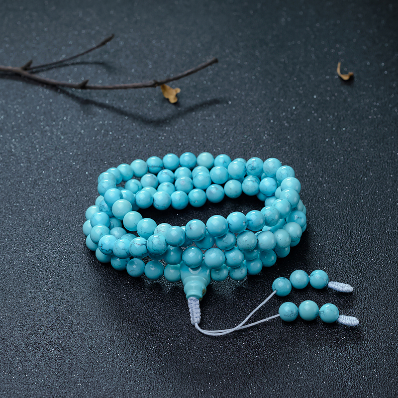 8.5mm中高瓷绿松石108佛珠-红掌柜