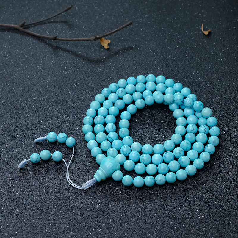 中高瓷铁线蓝绿松石108佛珠-红掌柜