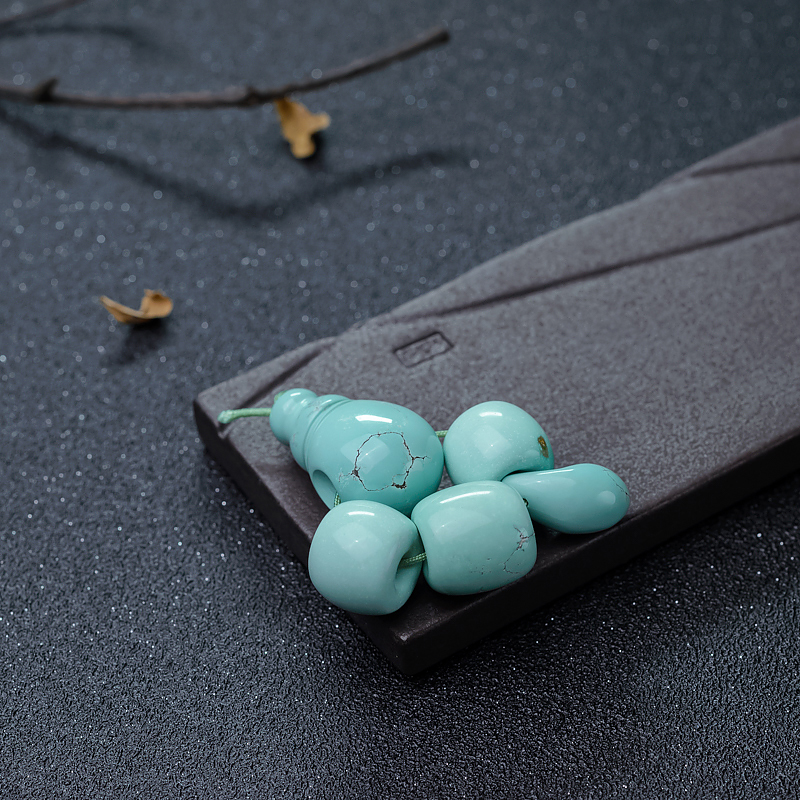 高瓷铁线蓝绿绿松石套装-红掌柜