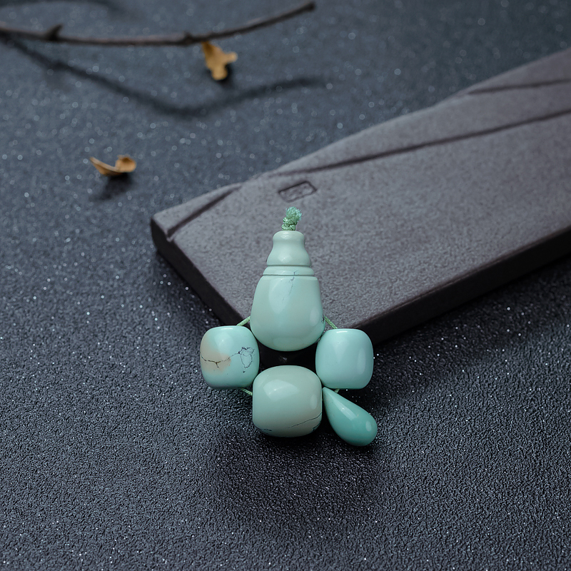 高瓷铁线蓝绿绿松石配件套装-红掌柜