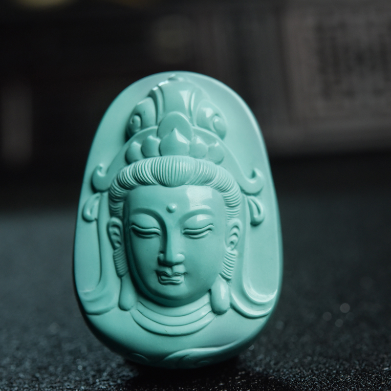 湖北绿松石观音头吊坠-红掌柜