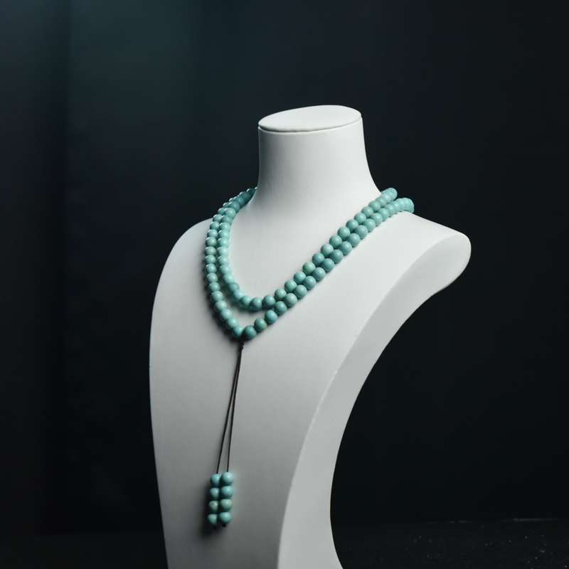 湖北高瓷蓝绿绿松石108佛珠-红掌柜