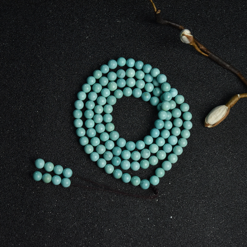 天然高瓷蓝绿绿松石108佛珠-红掌柜