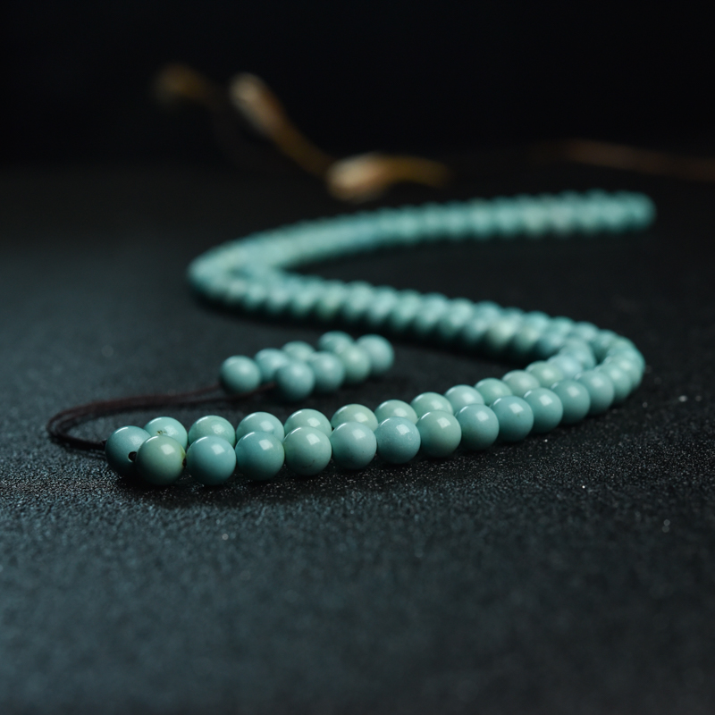 7.5mm湖北高瓷蓝绿绿松石108佛珠-红掌柜