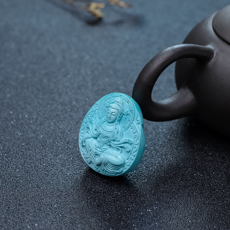 蓝绿松石观音吊坠-红掌柜