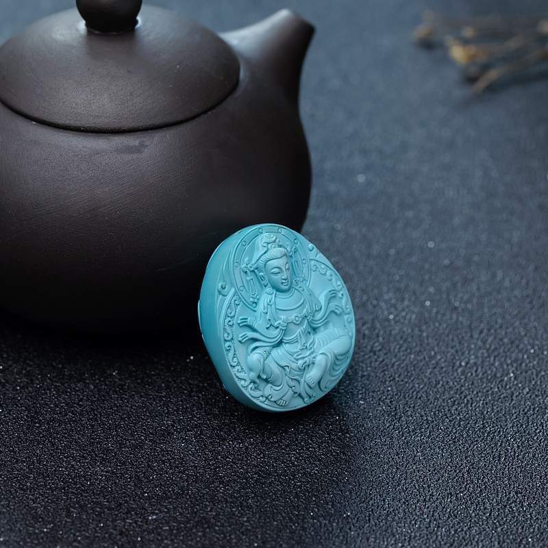 高瓷绿松石观音吊坠-红掌柜