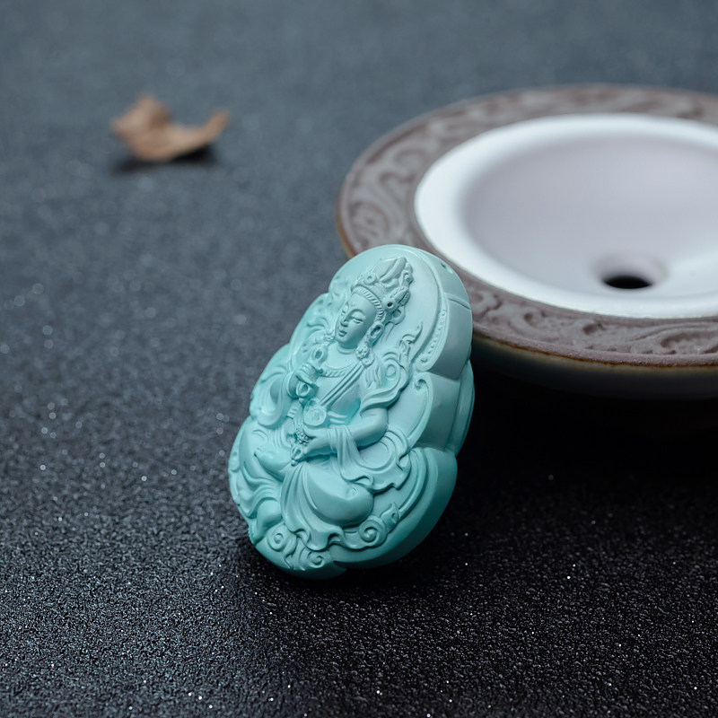 浅蓝绿松石绿度母吊坠-红掌柜