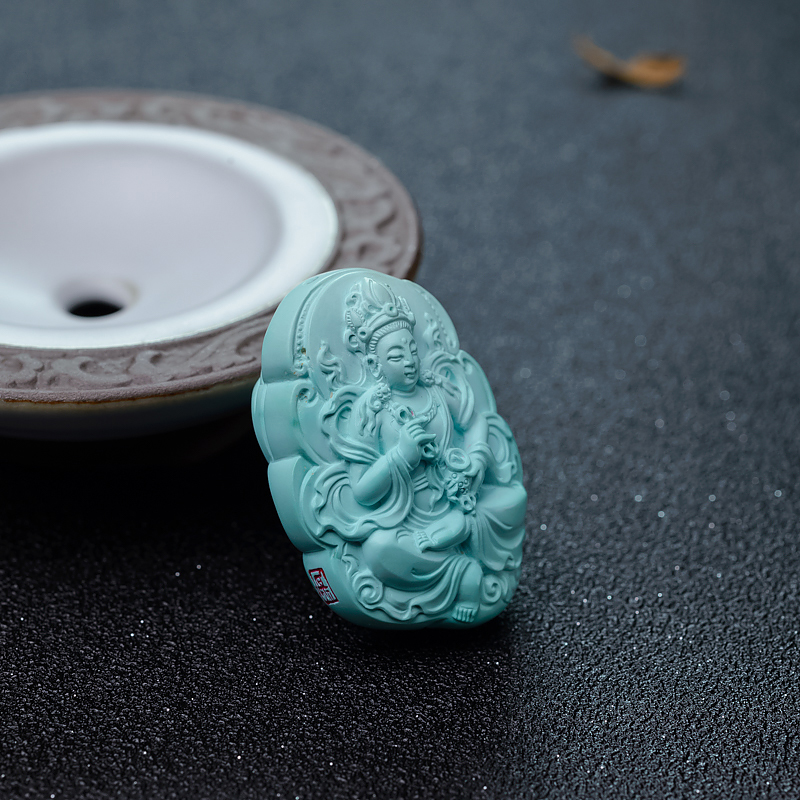 中瓷绿松石绿度母吊坠-红掌柜