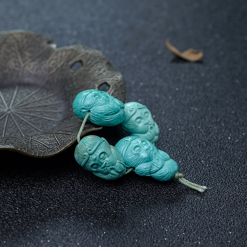 湖北中高瓷蓝绿绿松石孙悟空配件-红掌柜