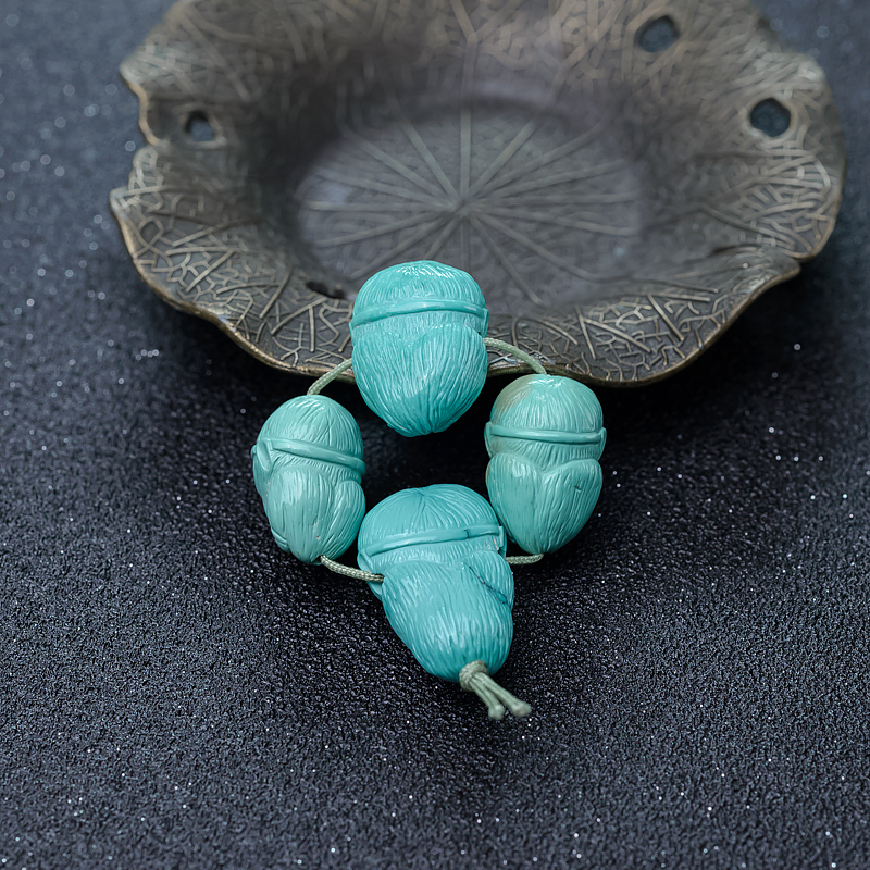 湖北天然蓝绿绿松石孙悟空配件-红掌柜