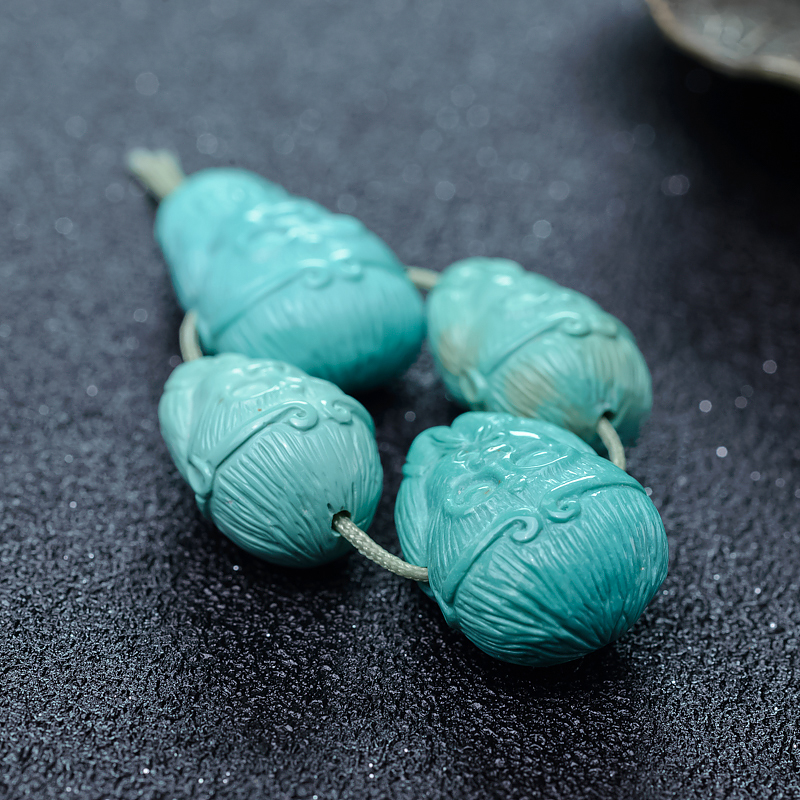 湖北天然中高瓷蓝绿绿松石配件-红掌柜
