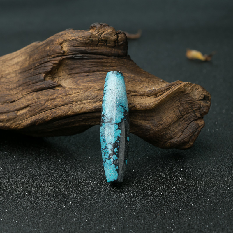 高瓷乌兰花蓝绿松石桶珠-红掌柜