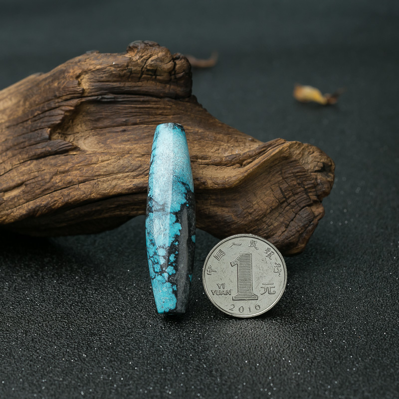 天然绿松石桶珠-红掌柜