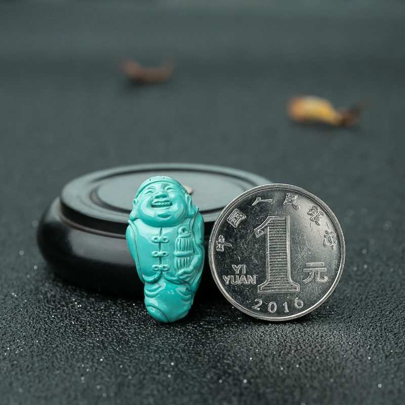 高瓷铁线蓝绿绿松石地主挂坠 -红掌柜