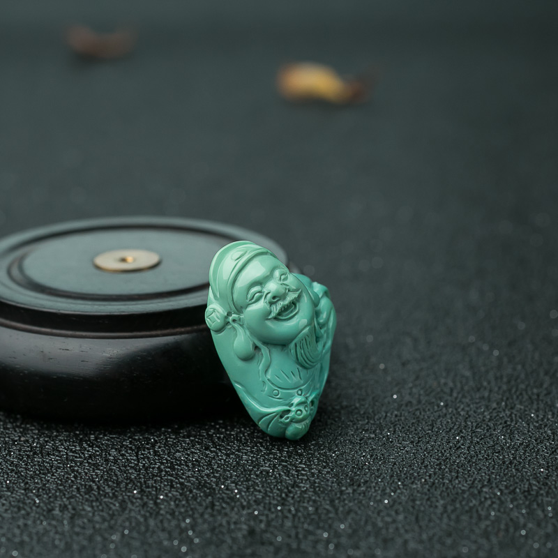 高瓷绿松石财神吊坠-红掌柜