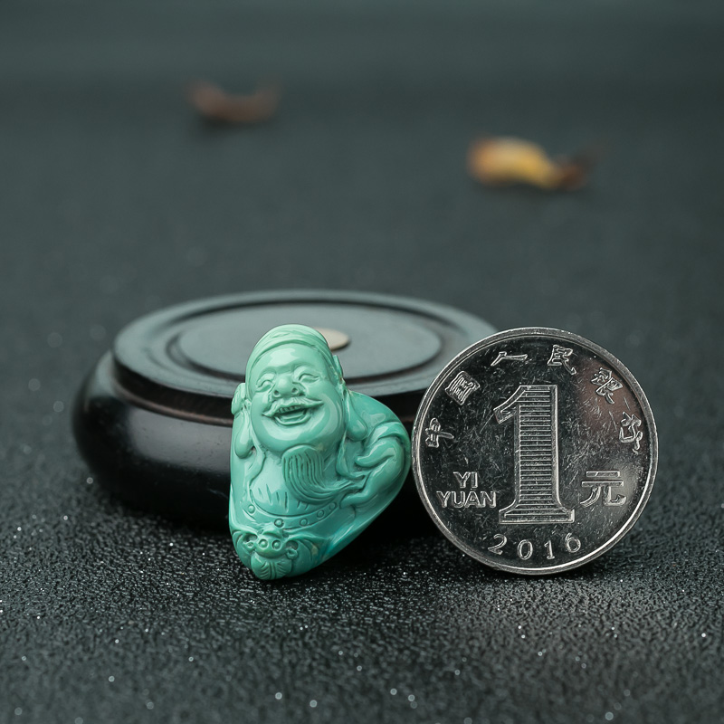 湖北天然绿松石财神吊坠-红掌柜