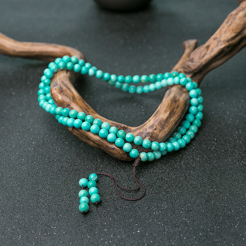 中瓷铁线蓝绿松石108佛珠-红掌柜