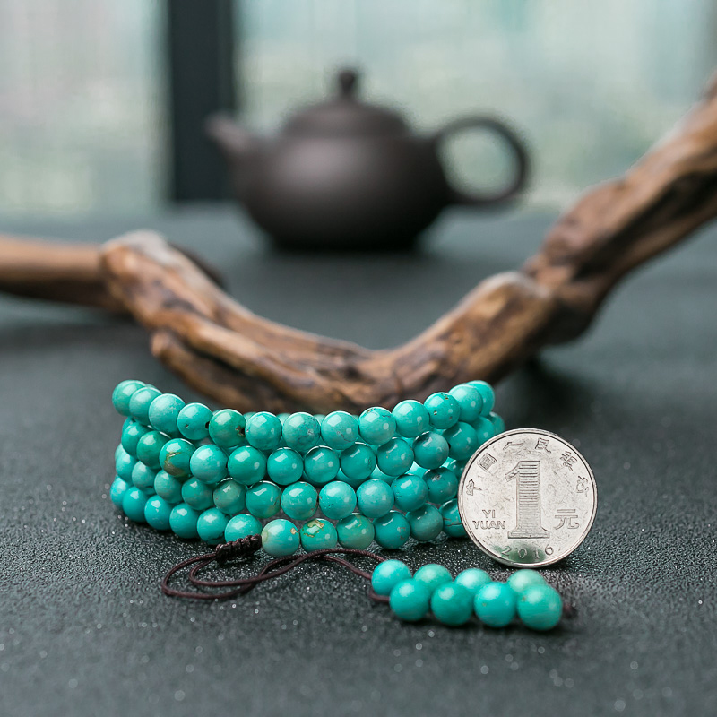 中瓷铁线蓝绿松石108佛珠-红掌柜