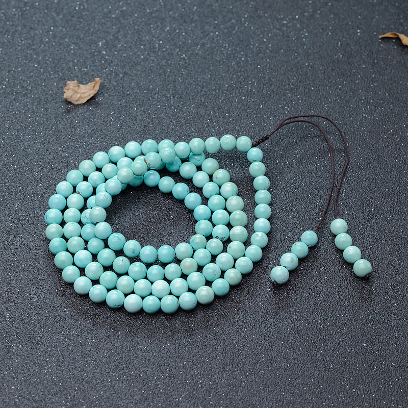 7mm湖北中高瓷铁线蓝绿松石108佛珠-红掌柜