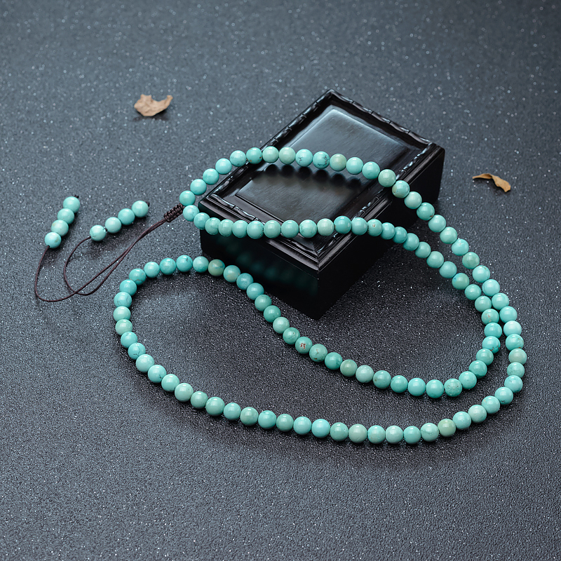 中高瓷铁线蓝绿绿松石108佛珠-红掌柜