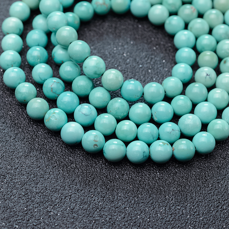 天然湖北中高瓷铁线蓝绿绿松石108佛珠-红掌柜