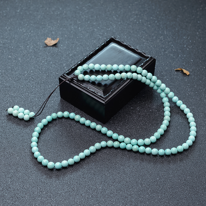 6.6mm绿松石108佛珠-红掌柜