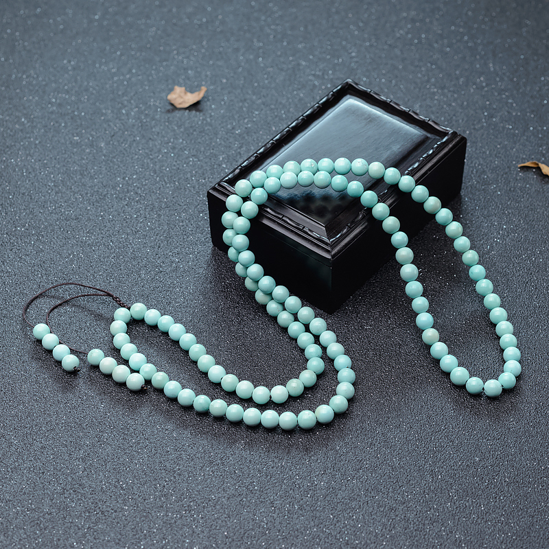 6.6mm中高瓷蓝绿松石108佛珠-红掌柜