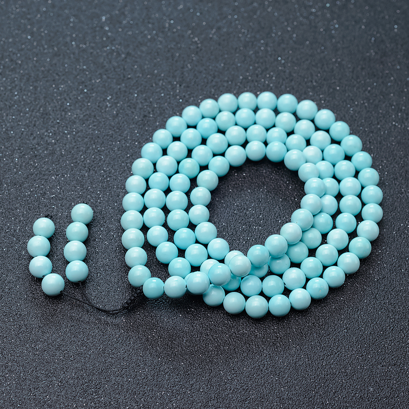 7.5mm湖北高瓷蓝绿松石108佛珠-红掌柜