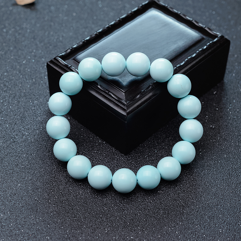 12.5mm天然湖北中瓷绿松石单圈手串-红掌柜