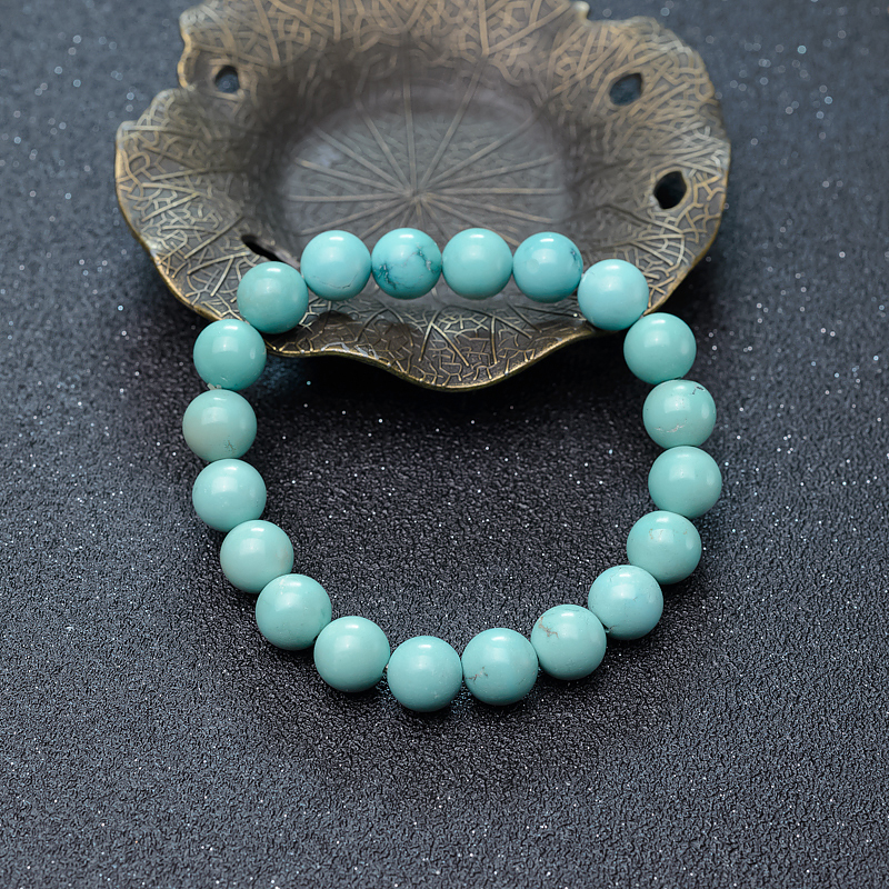 9.5mm中高瓷蓝绿松石单圈手串-红掌柜