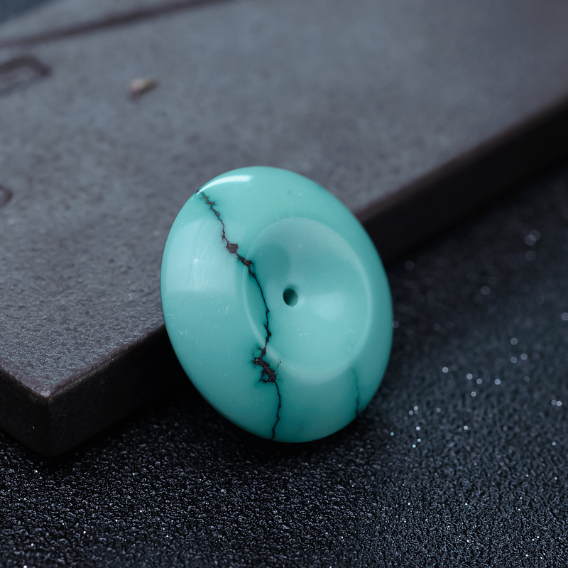 湖北中高瓷铁线蓝绿绿松石平安扣吊坠-红掌柜