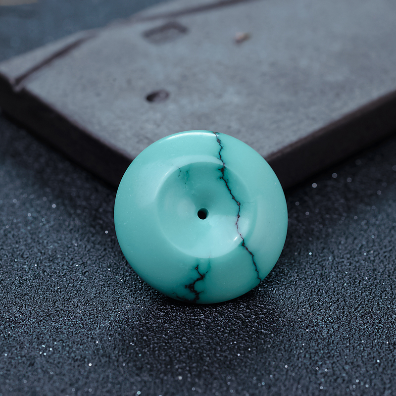 湖北天然蓝绿绿松石平安扣吊坠-红掌柜