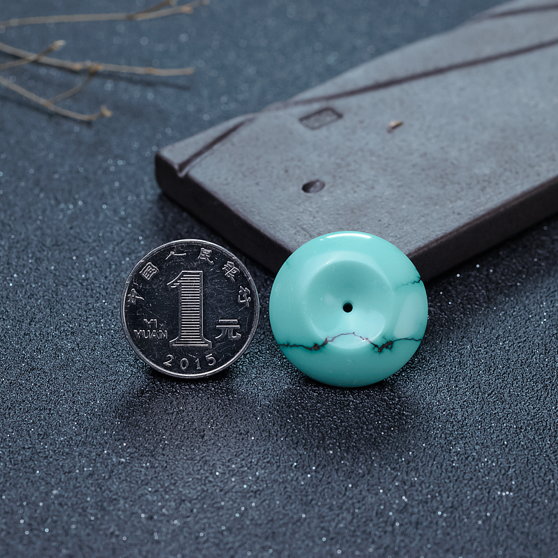 湖北天然蓝绿绿松石平安扣吊坠-红掌柜