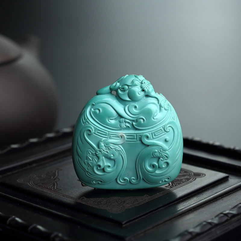 绿松石古龙凤吊坠-红掌柜