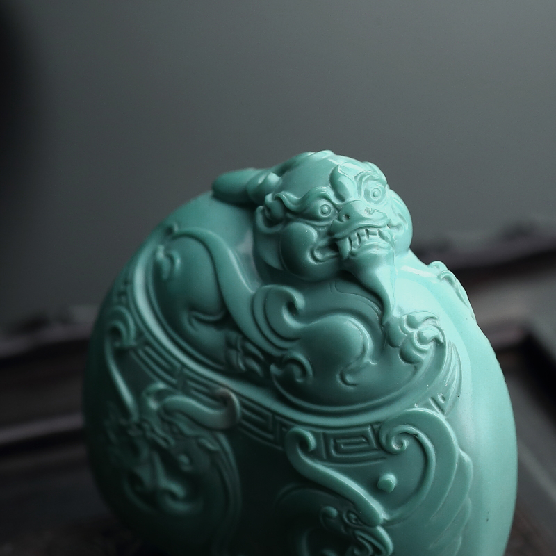 天然绿松石古龙凤-红掌柜