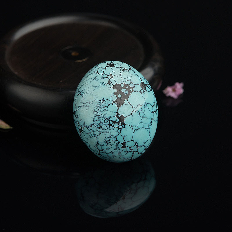 铁线蓝绿松石戒面-红掌柜