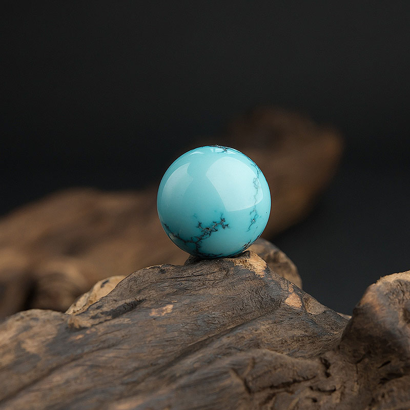 高瓷铁线蓝绿松石圆珠-红掌柜